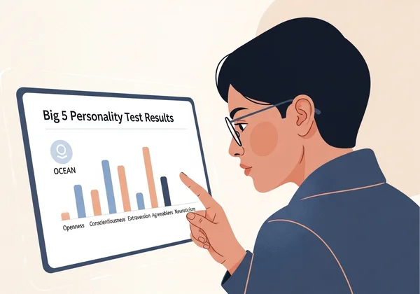 Person looking at Big 5 test results, self-discovery.