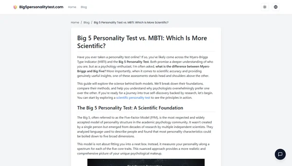 大五人格测试与MBTI:哪个更科学?